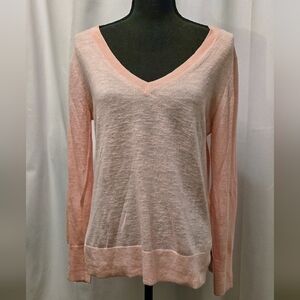 Banana Republic Soft Pink Linen/Rayon V-Neck Sweater